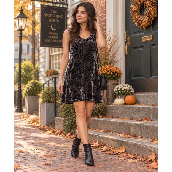 Eileen Fisher Dresses & Skirts - Eileen Fisher Sleeveless Crushed Velvet Dress Black Grunge Witchy Whimsigoth XS
